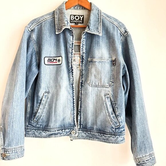Vintage Boy London Denim PAtchowrk  Distressed Jacket M - Picture 4 of 8